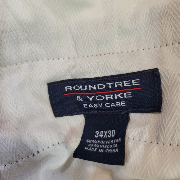 Roundtree & Yorke Easy Care Men Business Casual Wide Leg Brown Pants Size 34Wx30 - Picture 8 of 8